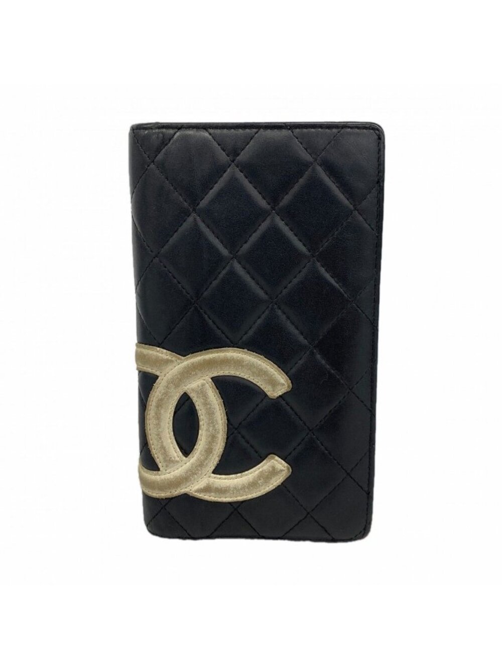 Chanel Wallet Cambon Lambskin Black White Silver